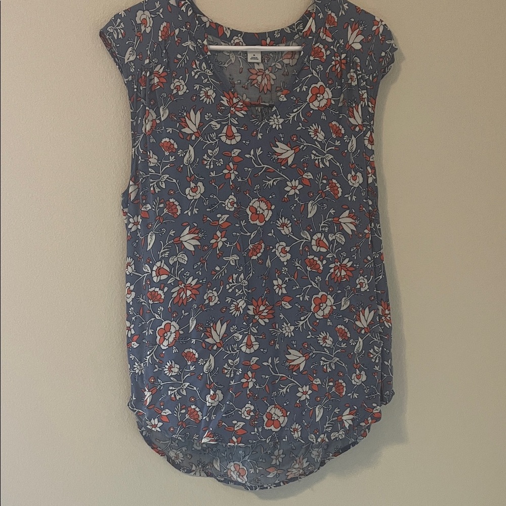 Floral Blue Sleeveless Top